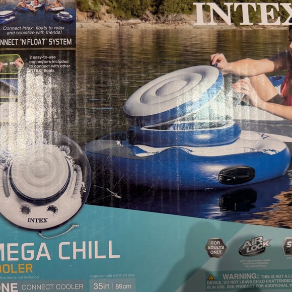 Intex Mega Chill Inflatable Floating 35in Beverage Cooler Connect n Float System - Picture 2 of 4